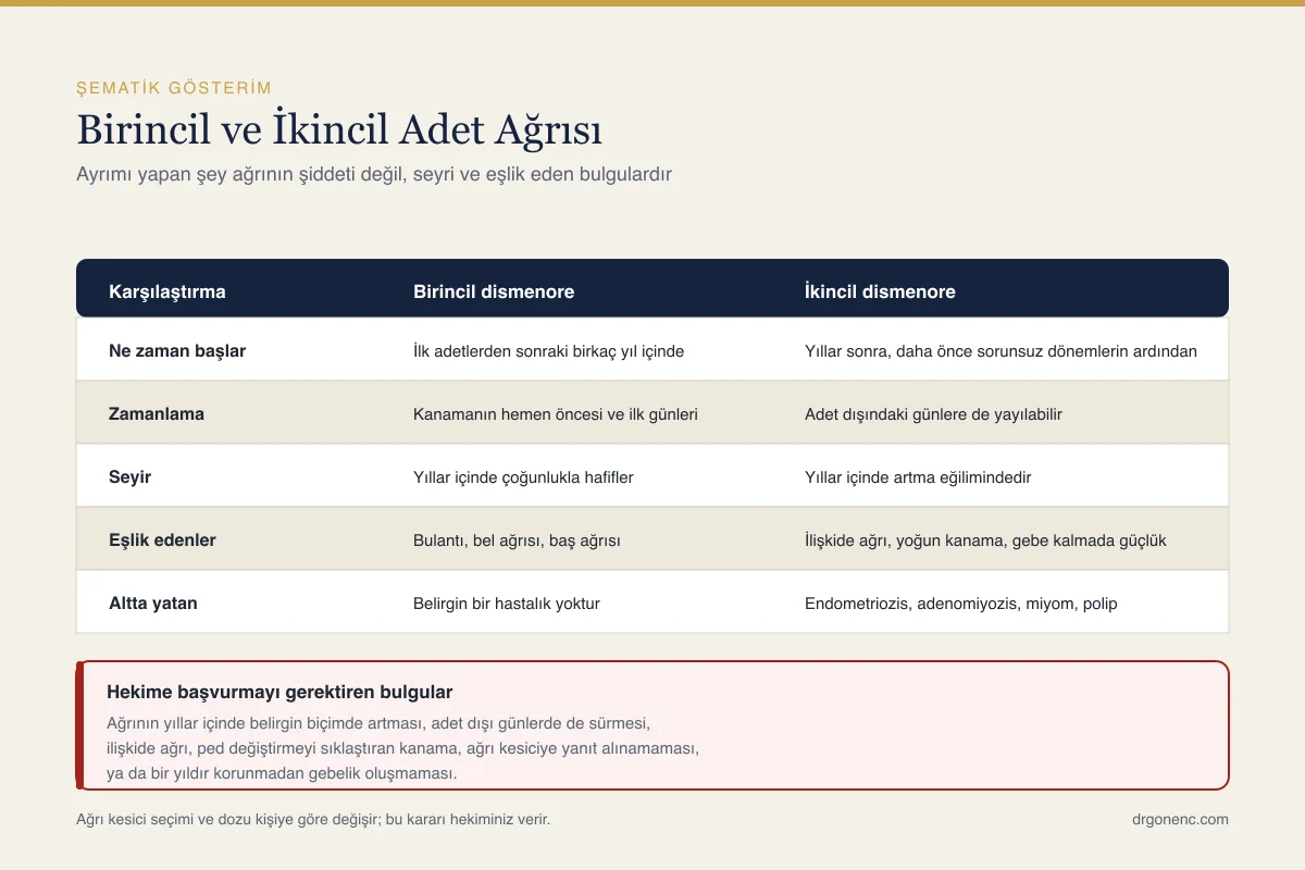 Adet ağrısı (dismenore) neden olur ve şiddetli adet sancısı neyi gösterir?